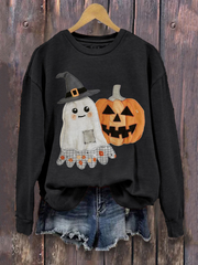 Women's Pumpkin Art Print Sweatshirt