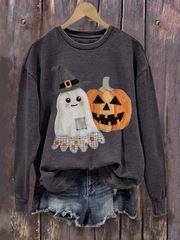 Women's Pumpkin Art Print Sweatshirt