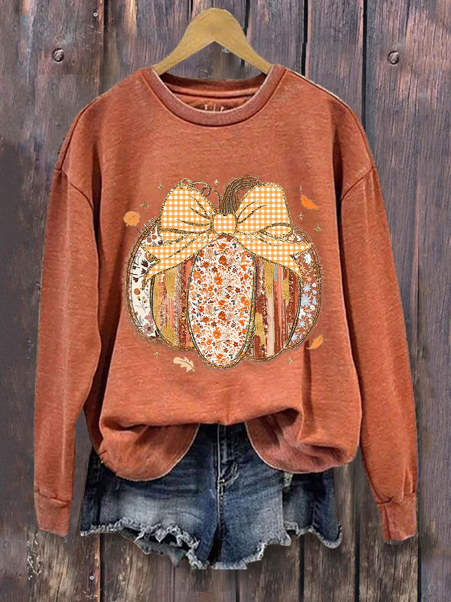 Women's Pumpkin Art Print Sweatshirt