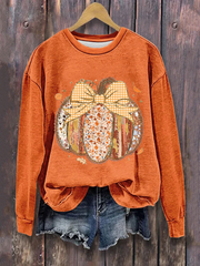 Women's Pumpkin Art Print Sweatshirt