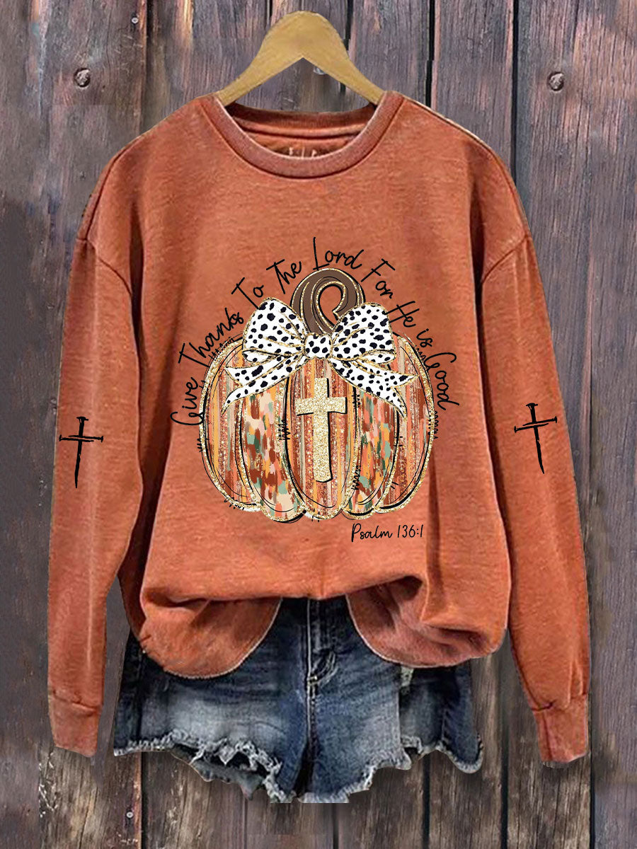 Women's Give Thanks To The Lord Printed Casual Sweatshirt