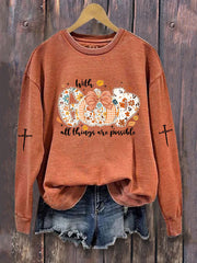 Women's With GOD All Things Are Possible Printed Casual Sweatshirt