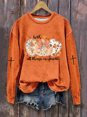 Women's With GOD All Things Are Possible Printed Casual Sweatshirt