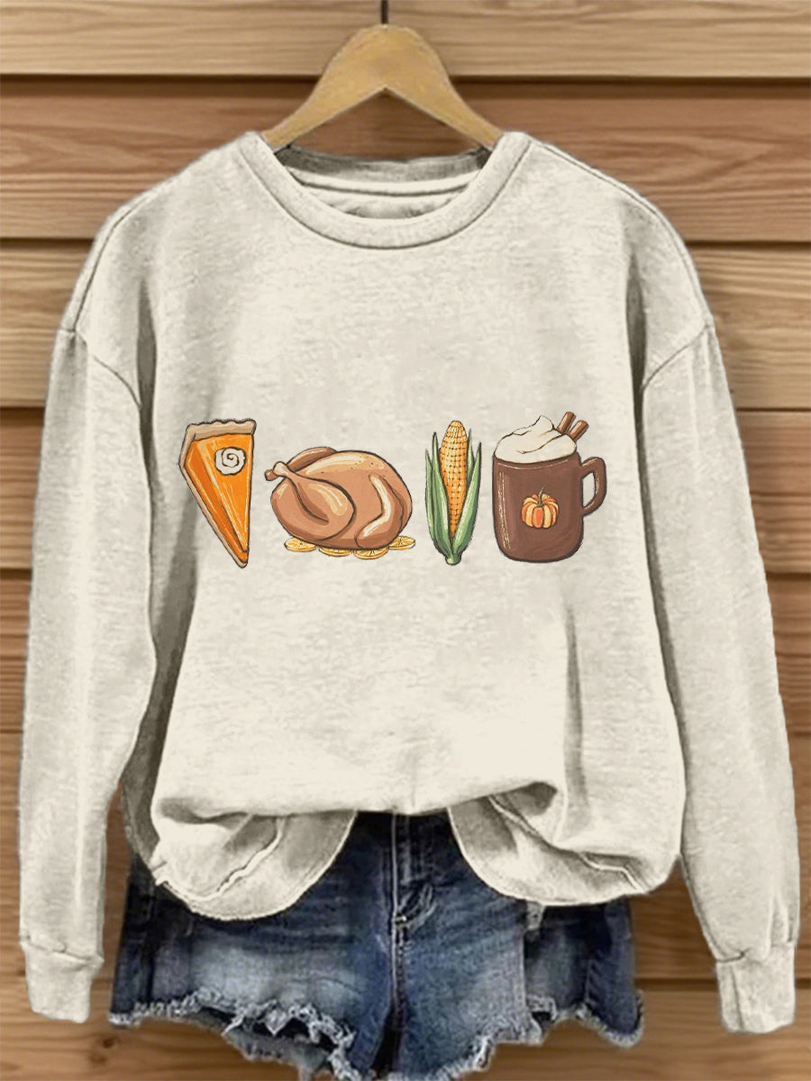 Women's Fall Food Print Sweatshirt