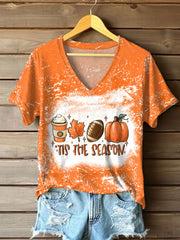 Women's Autumn Festival 'Tis The Season Pumpkin Printed T-shirt