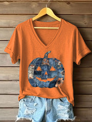 Women's Pumpkin Art Print Casual Sweatshirt