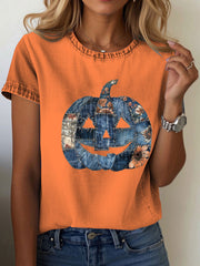 Women's Pumpkin Art Print Casual Sweatshirt