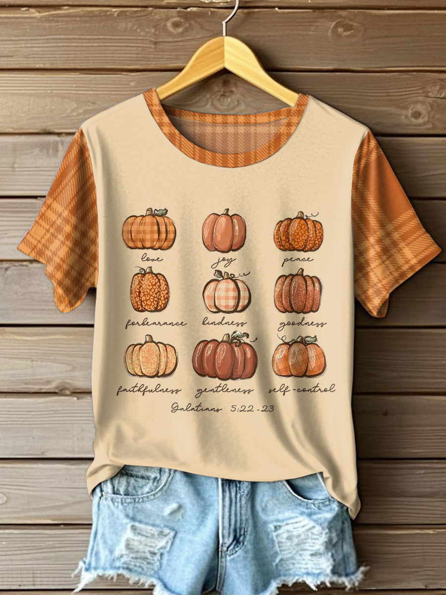 Women's Autumn Festival Pumkin Printed T-shirt