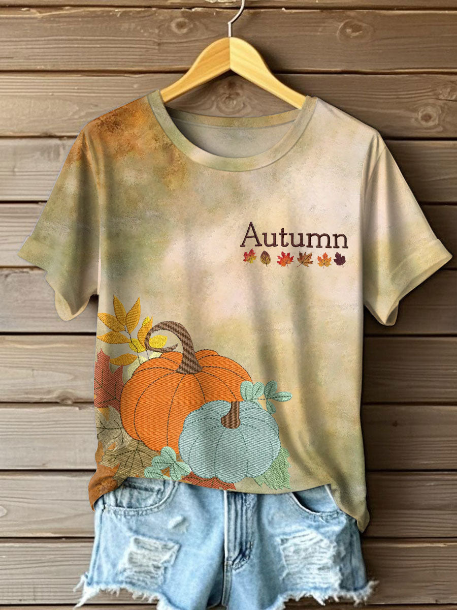 Women's Autumn Festival Pumkin Printed T-shirt