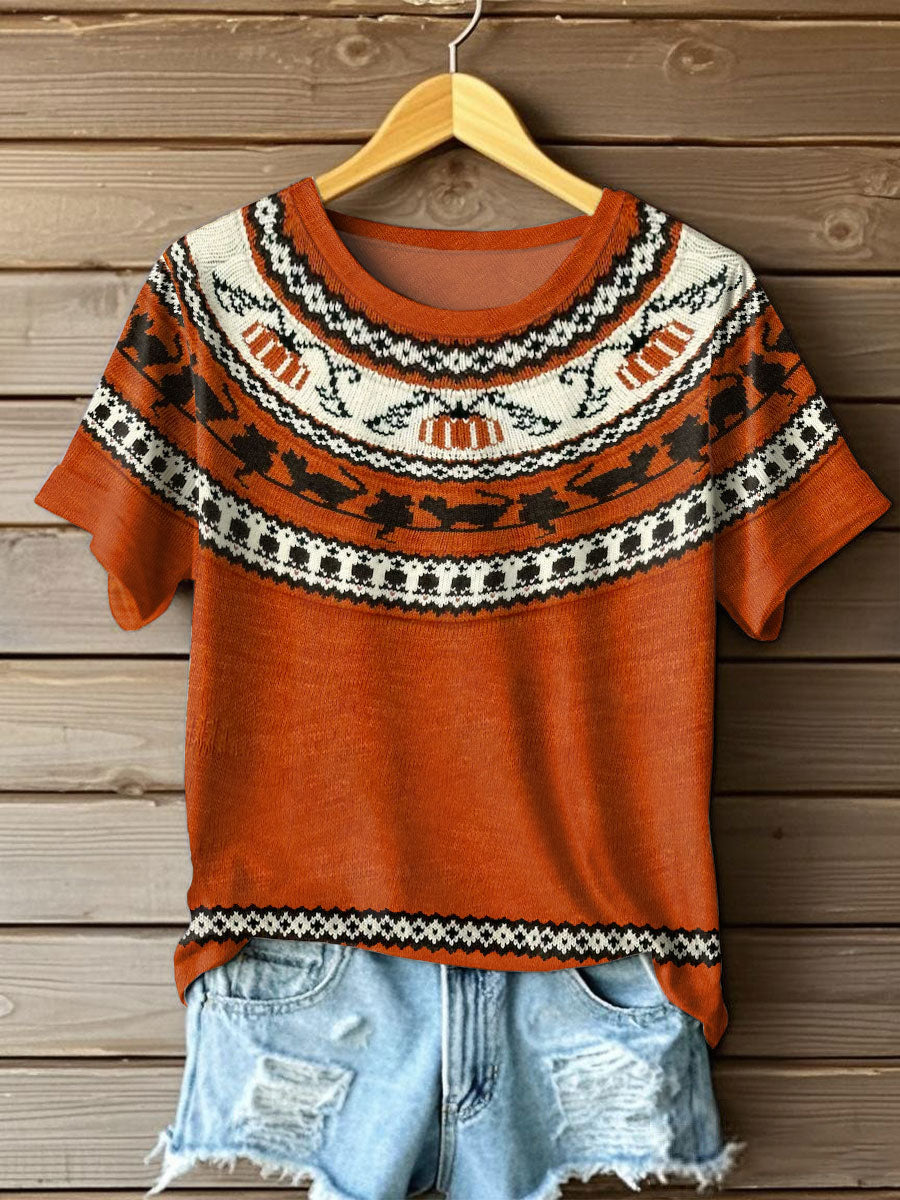 Women's Autumn Festival Pumkin Printed T-shirt