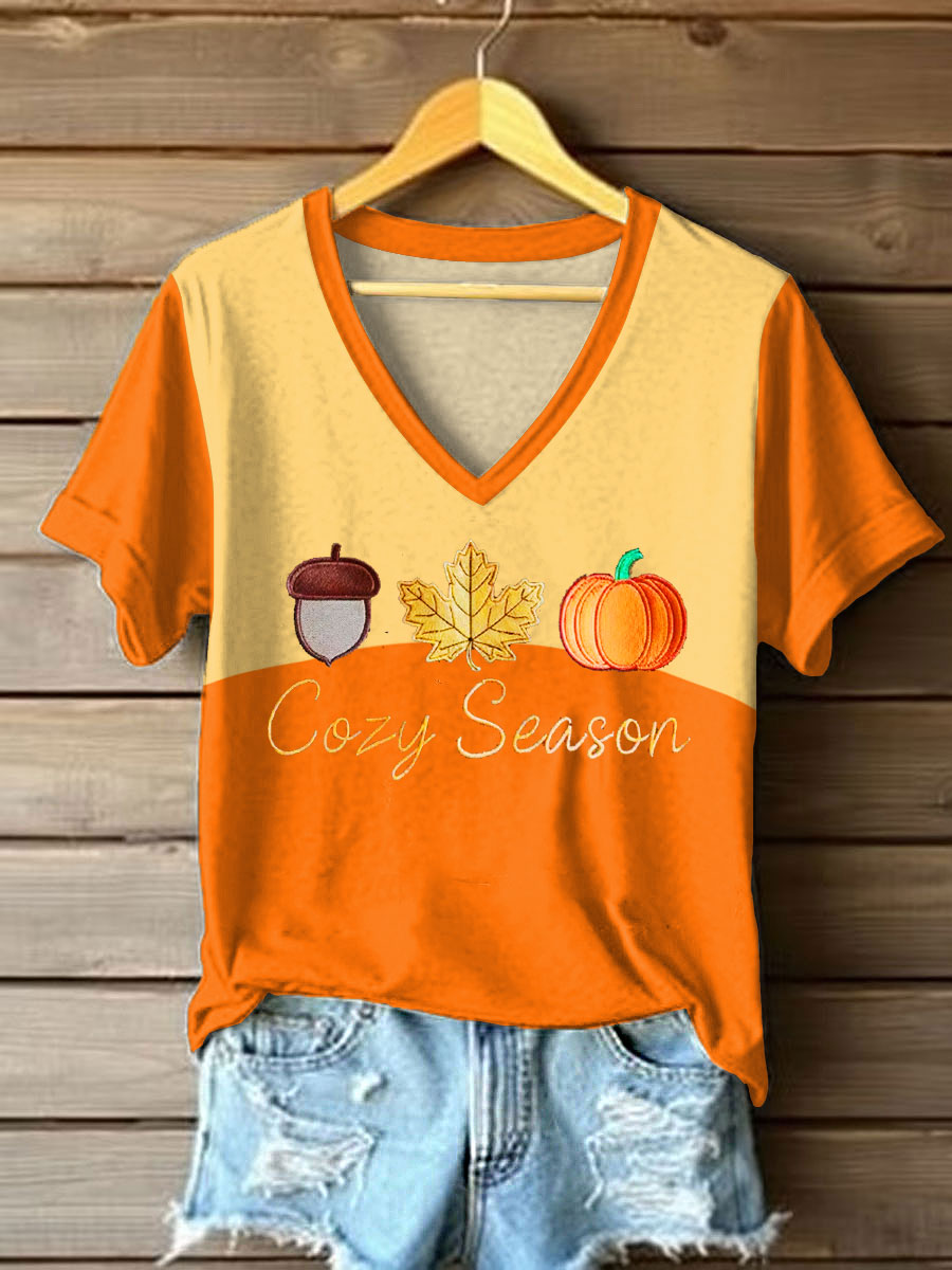 Women's Autumn Festival Pumkin Printed T-shirt