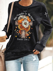 Women's Give Thanks To The Lord Printed Casual Sweatshirt