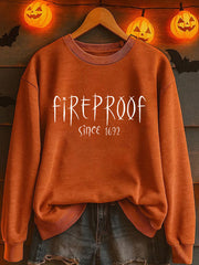 Women's Halloween Fireproof Since 1692 Printed Sweatshirt