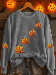 Women's Autumn Maple Leaf Print Casual Sweatshirt