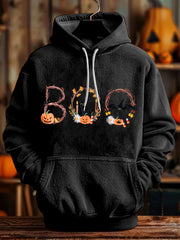Men's Black Cat Pumpkin Casual Hoodie