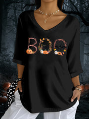 Women's Black Cat Pumpkin Casual Top