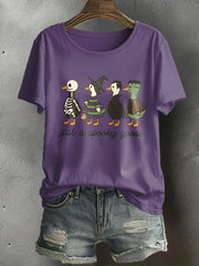 Women's Funny Halloween Horror Printed T-shirt