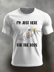 Men's Funny Halloween Horror Just Here For The Boos Printed T-shirt
