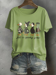 Women's Funny Halloween Horror Printed T-shirt