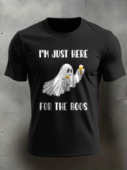 Men's Funny Halloween Horror Just Here For The Boos Printed T-shirt