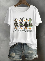 Women's Funny Halloween Horror Printed T-shirt