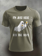 Men's Funny Halloween Horror Just Here For The Boos Printed T-shirt