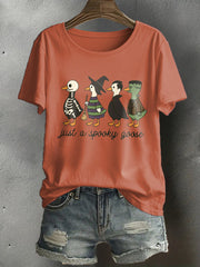 Women's Funny Halloween Horror Printed T-shirt