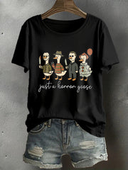Women's Funny Halloween Horror Printed T-shirt