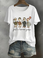 Women's Funny Halloween Horror Printed T-shirt