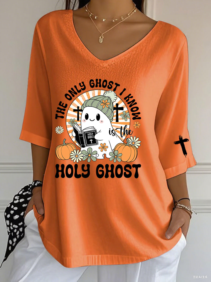 Women's Christian Halloween Print Casual T-shirt
