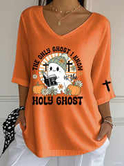 Women's Christian Halloween Print Casual T-shirt