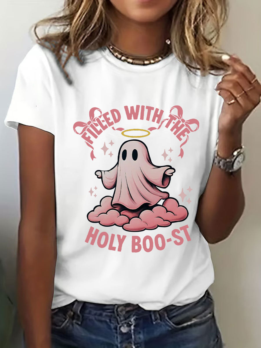 Women's Christian Halloween Print Casual T-shirt