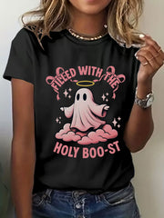 Women's Christian Halloween Print Casual T-shirt