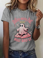 Women's Christian Halloween Print Casual T-shirt