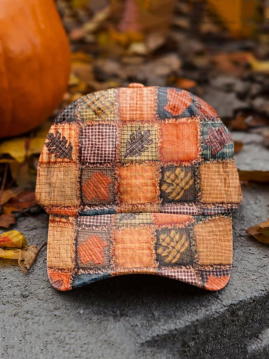 Unisex  Fall Patchwork Pumpkin Print Hat
