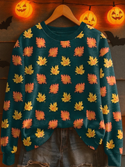 Women's Autumn Maple Leaf Print Casual Sweatshirt