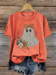 Women's Halloween Ghost Print Casual T-shirt