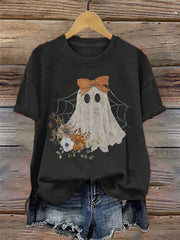 Women's Halloween Ghost Print Casual T-shirt