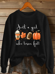Women's Just A Girl Who Loves Fall Printed Casual Sweatshirt