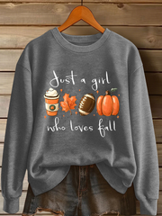 Women's Just A Girl Who Loves Fall Printed Casual Sweatshirt