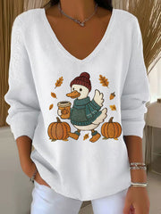 Women's Funny Goose Fall Print Casual Top