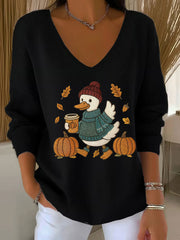 Women's Funny Goose Fall Print Casual Top