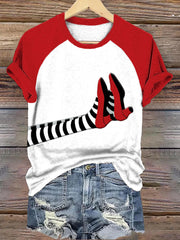 Women's Halloween Wicked Witch Legs Print T-Shirt