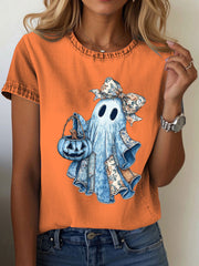 Women's Ghost Print Casual T-shirt