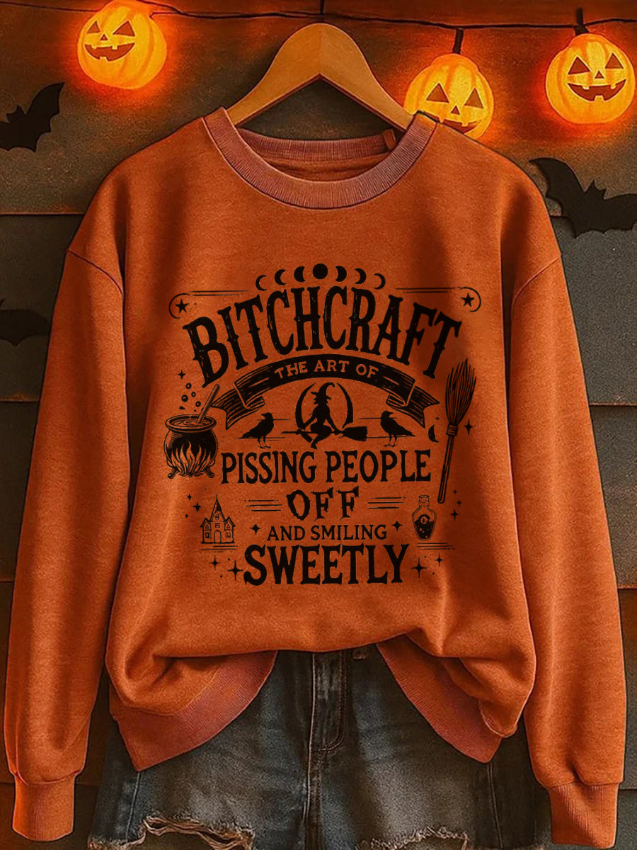 Women's Halloween Bitchcraft Print Sweatshirt