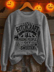 Women's Halloween Bitchcraft Print Sweatshirt