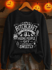 Women's Halloween Bitchcraft Print Sweatshirt