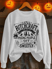 Women's Halloween Bitchcraft Print Sweatshirt