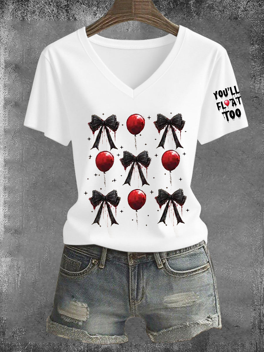 Women's Horror Halloween You'll Float Too Short Sleeve T-shirt