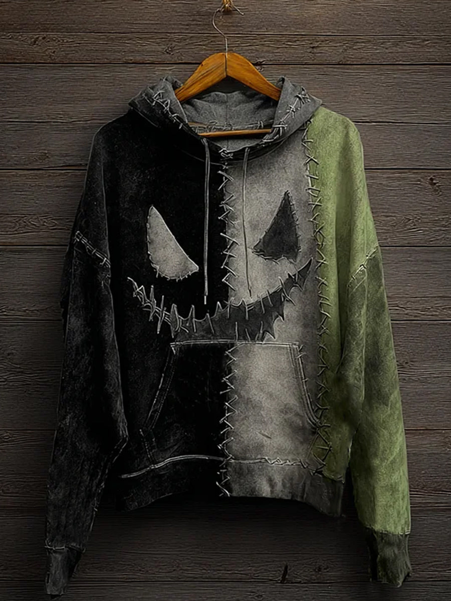 Men's Halloween Classic Movie Character Face Print Casual Hoodie